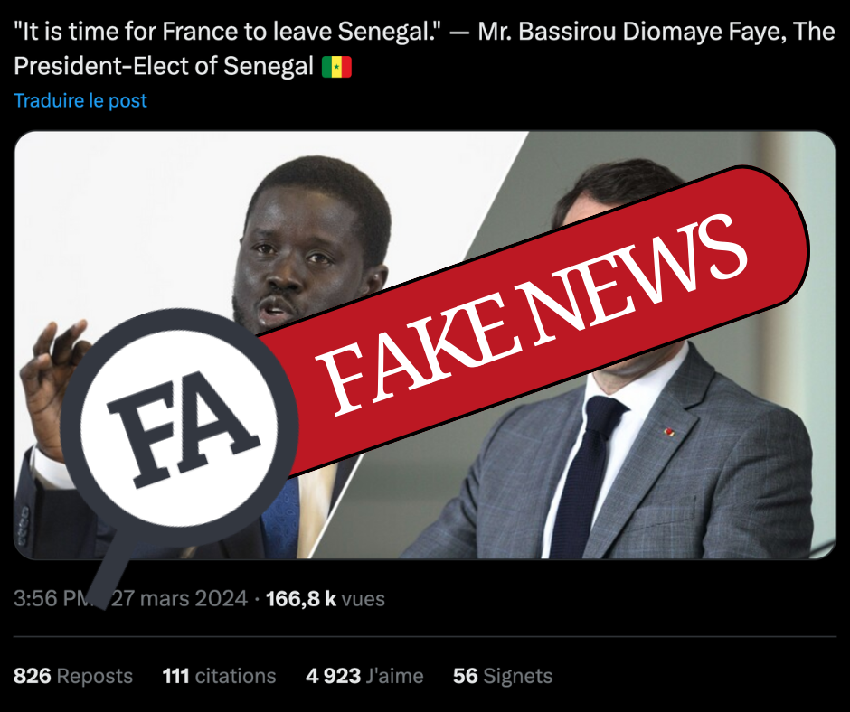 Sénégal : Bassirou Diomaye Faye n’a pas tenu ces propos envers la France