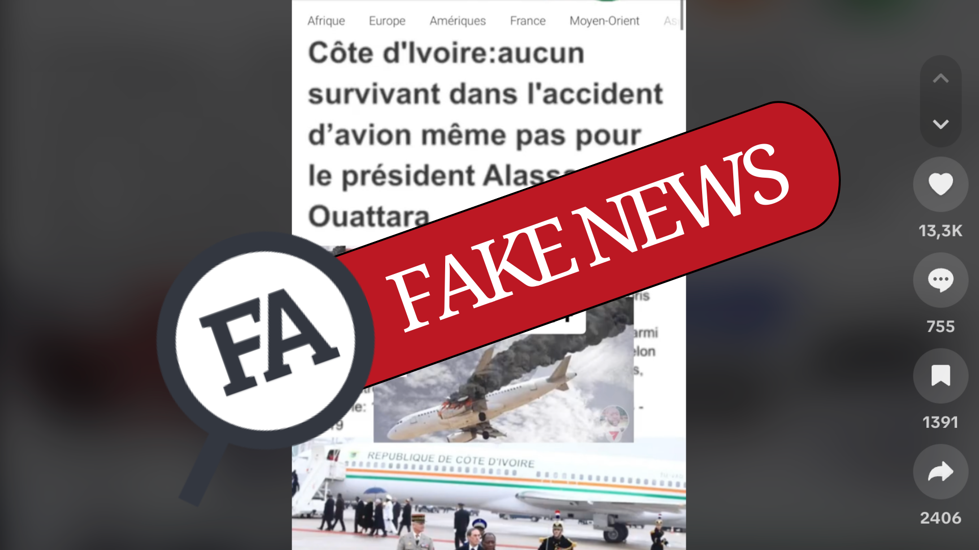 Le Président ivoirien n’a pas été victime d’un crash d’avion