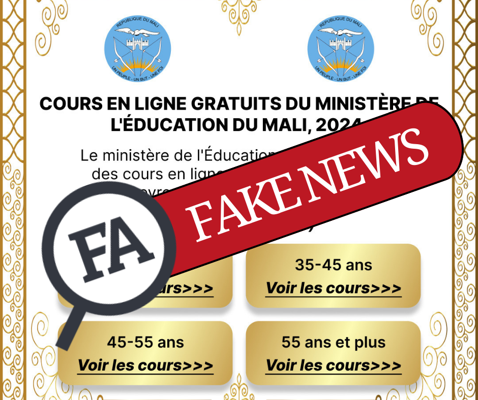 Le ministère de l’éducation nationale du Mali n’est pas à l’origine de ce « cours en ligne »