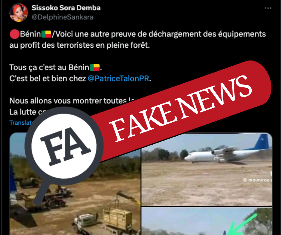 Cette vidéo ne montre pas l’atterrissage d’un avion destiné à équiper les terroristes au Bénin