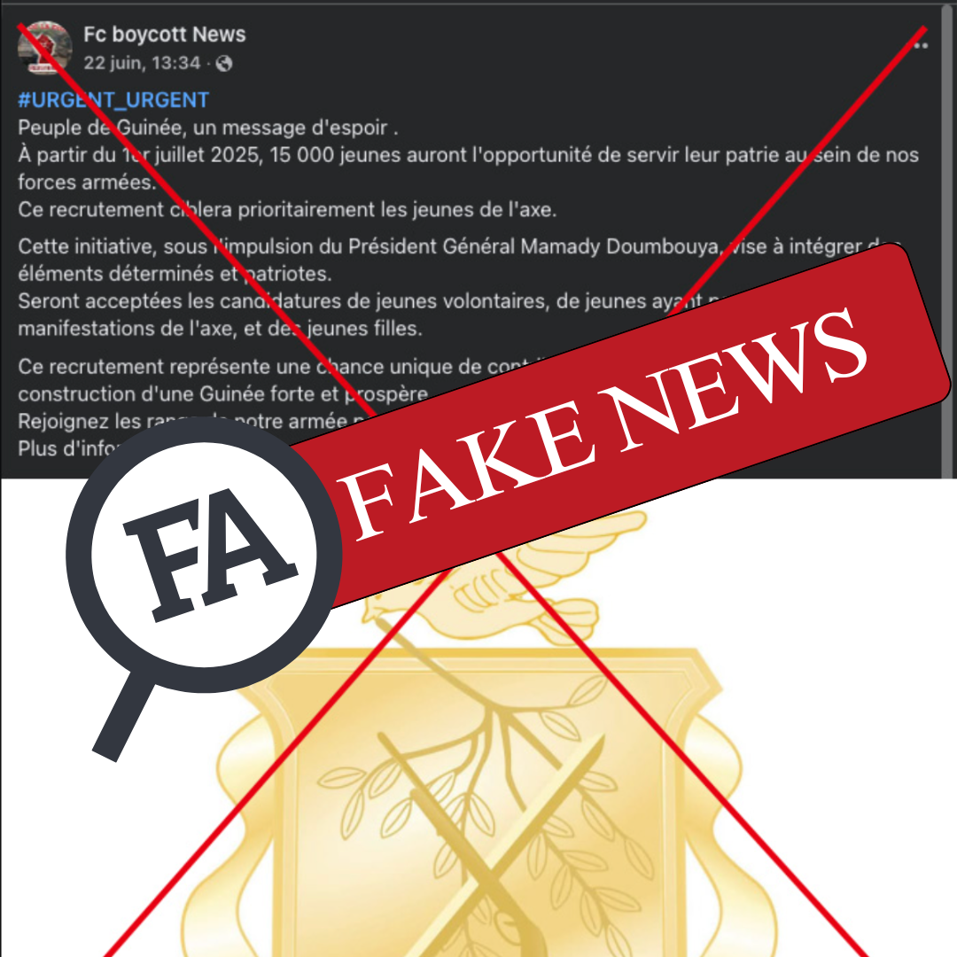 Faux, aucun recrutement de “jeunes de l’Axe” au sein de l’armée guinéenne n’est en perspective