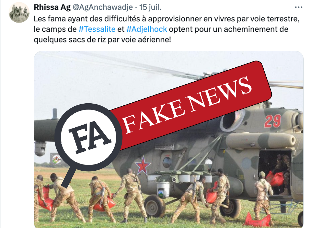 Non, cette photo ne montre pas un ravitaillement à Tessalit et Adjelhock